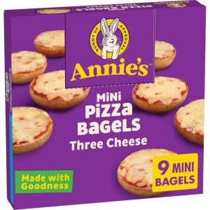 Annie’s Frozen Mini Pizza Bagels, Three Cheese, Snacks, 9 Ct, 6.65 oz(6.65 Ounce)