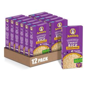 Annie’s Homegrown Vegan Cheesy Rice, Aged Cheddar Flavor, 6.6 oz (Pack of 12)(Grilled Cheese)