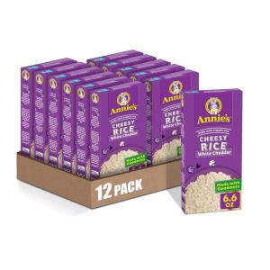 Annie’s Homegrown Vegan Cheesy Rice, Aged Cheddar Flavor, 6.6 oz (Pack of 12)(White Cheddar)