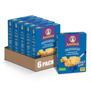 Annie’s Macaroni and Classic Cheddar, Made with Organic Pasta and Real Cheese, 4 Ct, 24 oz(10.5 Ounce (Pack of 6))