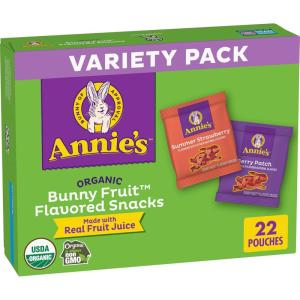 Annie’s Organic Berry Patch Bunny Fruit Snacks, Gluten Free, 16 oz, 20 ct(Variety Pack)