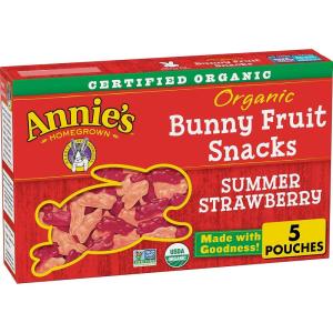 Annie’s Organic Bunny Fruit Flavored Snacks, Summer Strawberry, Gluten Free, Value Pack, 22 Pouches, 15.4 oz(Summer Strawberry)