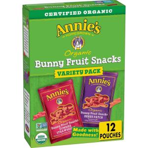 Annie’s Organic Bunny Fruit Flavored Snacks, Summer Strawberry, Gluten Free, Value Pack, 22 Pouches, 15.4 oz(Variety Pack)