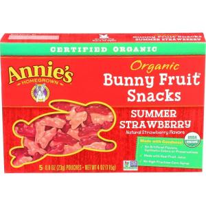 Annie’s Organic Bunny Fruit Flavored Snacks, Summer Strawberry, Gluten Free, Value Pack, 22 Pouches, 15.4 oz(strawberry)