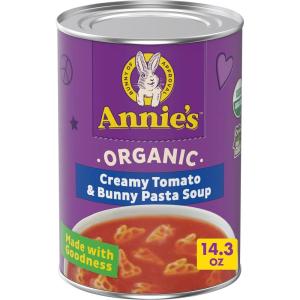 Annie’s Organic Bunny Pasta and Chicken Broth Soup, 14 oz(Creamy Tomato)
