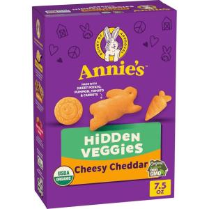 Annie’s Organic Cheddar Bunnies Baked Snack Crackers, Original, 7.5 oz(Cheddar with Hidden Veggies)