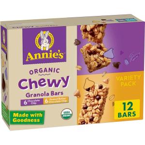 Annie’s Organic Chewy Granola Bars, Chocolate Chip, 6 Bars, 5.34 oz (Pack of 12)(Chocolate Chip and Peanut Butter Chocolate)