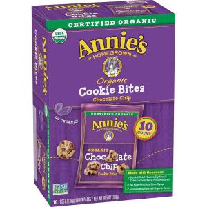 Annie’s Organic Chocolate Chip Cookie Bites, 10 Pouches, 10.5 oz(Chocolate Chip)