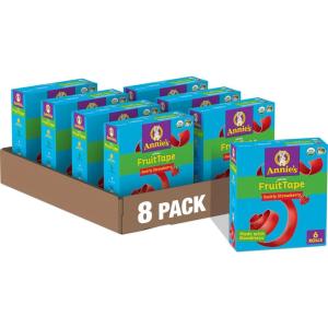 Annie’s Organic Fruit Tape, Swirly Strawberry, Non-GMO and Organic Fruit Flavored Snacks, 6 Rolls, 4.5 oz (Pack of 8)(Strawberry)