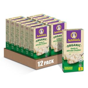 Annie’s Organic Shells and Real Aged Cheddar, Made with Real Cheese, 6 oz (Pack of 12)(Alfredo Cheddar Shells)