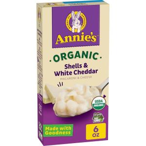 Annie’s Organic Shells and White Cheddar, Made with Real Cheese, 6 oz (Pack of 12)(Shells & White Cheddar)