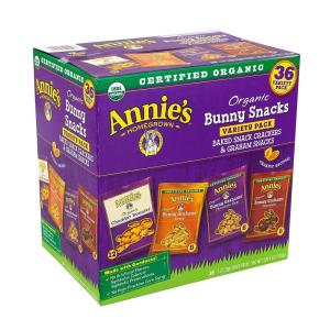 Annie’s Organic, Snack Variety Pack, Cheddar Bunnies and Bunny Grahams, 1 oz, 36 ct(Variety)