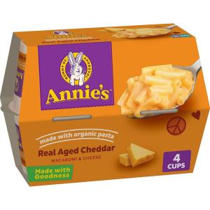Annie’s Real Aged Cheddar Microwavable Mac and Cheese Cup with Organic Pasta, Made with Real Cheese, Dinner Side or Snacks, 2.01 oz (Pack of 12)(Aged)