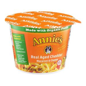 Annie’s Real Aged Cheddar Microwavable Mac and Cheese Cup with Organic Pasta, Made with Real Cheese, Dinner Side or Snacks, 2.01 oz (Pack of 12)(Cheddar Cheese)