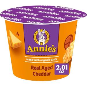 Annie’s Real Aged Cheddar Microwavable Mac and Cheese Cup with Organic Pasta, Made with Real Cheese, Dinner Side or Snacks, 2.01 oz (Pack of 12)(Real Aged Cheddar)