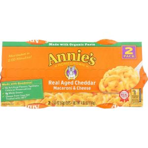 Annie’s Real Aged Cheddar Microwavable Mac and Cheese Cup with Organic Pasta, Made with Real Cheese, Dinner Side or Snacks, 2.01 oz (Pack of 12)(Unflavored)