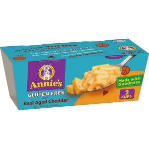 Annie’s Real Aged Cheddar Microwave Mac and Cheese with Gluten Free Pasta Cups, 2 Ct, 4.02 oz (Pack of 6)(Rice Pasta Cheddar)