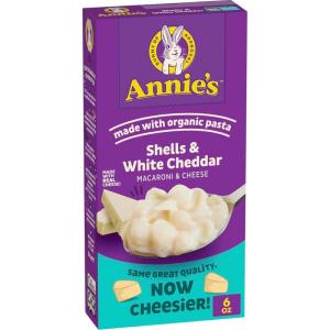 Annie’s Shells and White Cheddar, Made with Organic Pasta and Real Cheese, Family Size, 10.5 oz (Pack of 6)(White Cheddar)