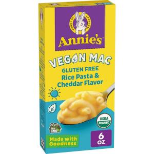 Annie’s Vegan Mac Rice Pasta and Cheddar Flavor Dinner with Organic Gluten Free Pasta, 6 OZ (Pack of 12)(Cheddar)