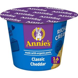Annie’s White Cheddar with Organic Pasta, Macaroni and Cheese Microwavable Cups, Made with Real Cheese, 8 Ct, 16.08 oz(Classic Cheddar)